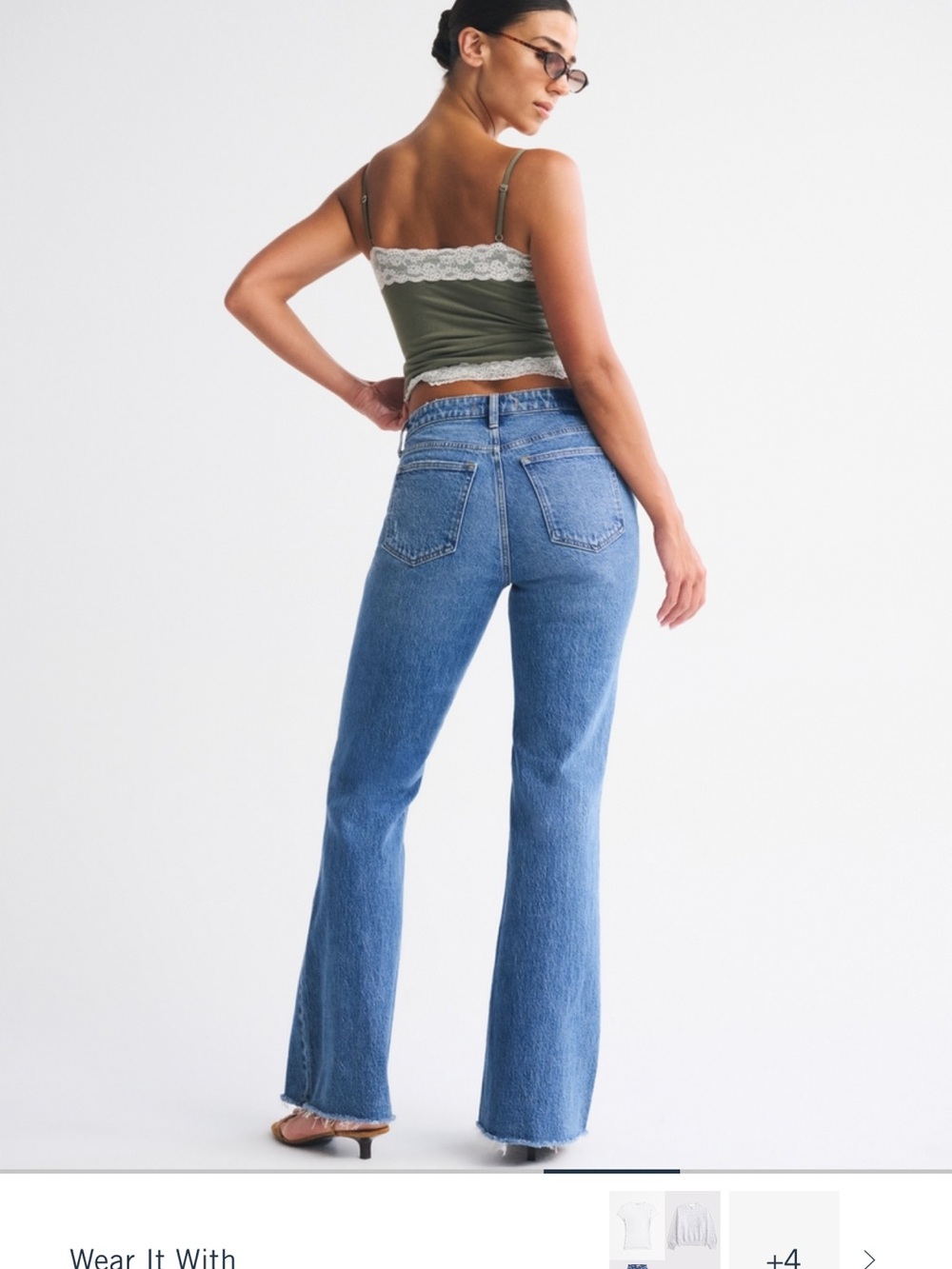 Abercrombie & Fitch Light Blue High-Rise Flare Jeans - Picture 3 of 5